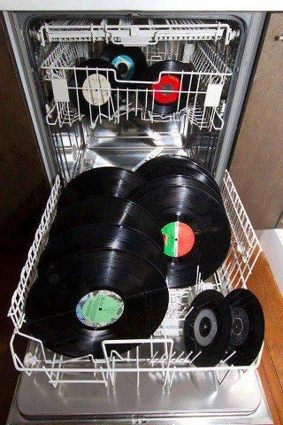Vinylskivor i en diskmaskin